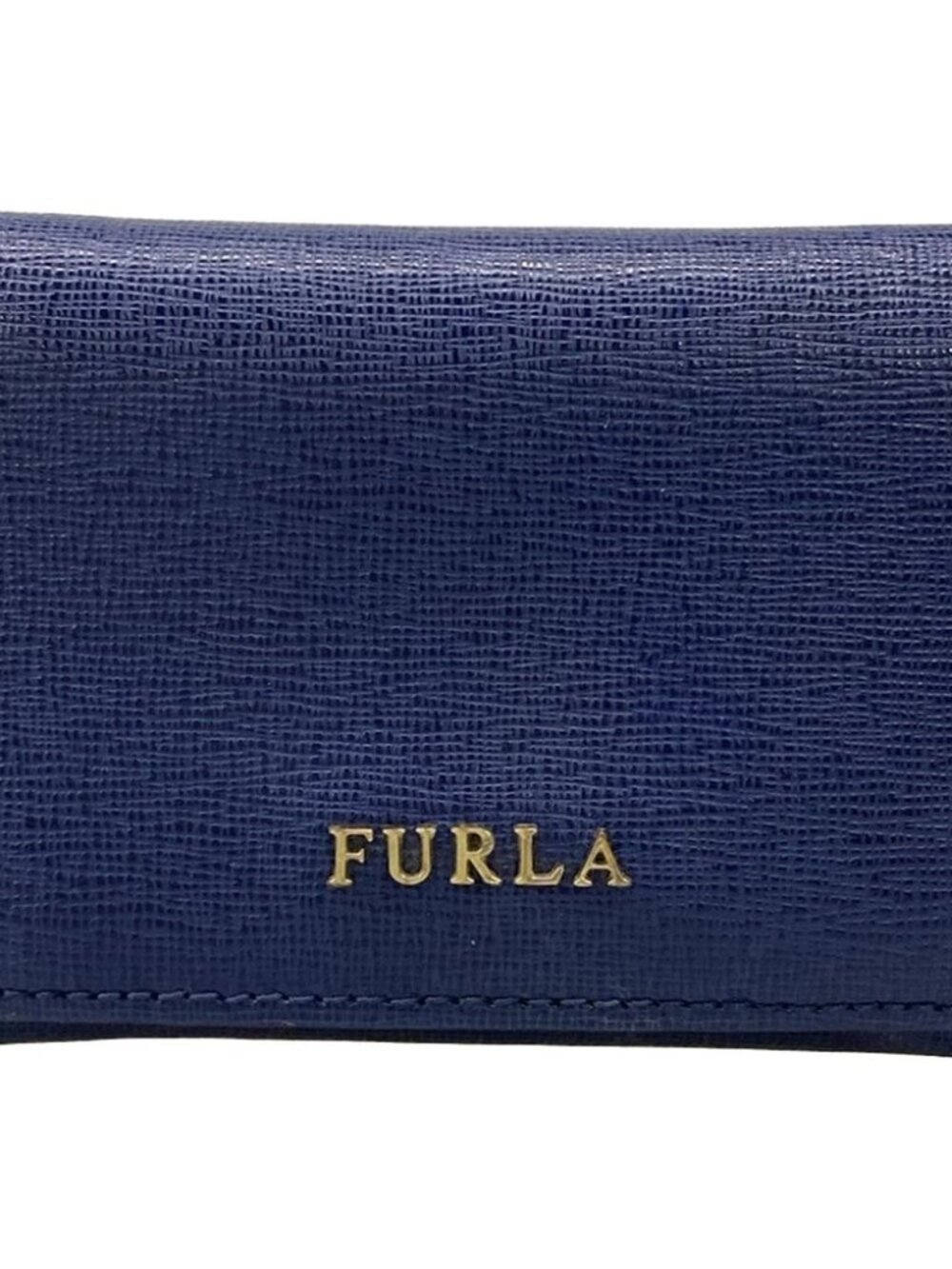 FURLA Dark Navy Leather Trifold Wallet